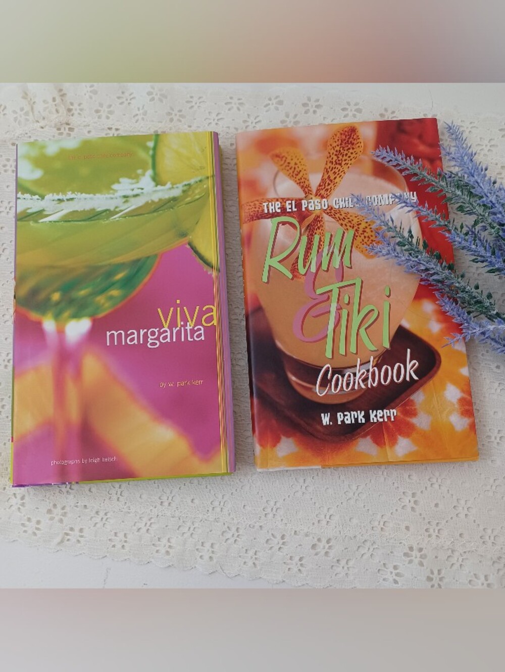 The El Paso Chile Company Cocktail Cookbook Lot of 2 - Viva Margarita & Rum Tiki